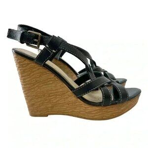 Aldo Strappy Platform Wedge Sandals Slingbacks Black EU38 US 7.5